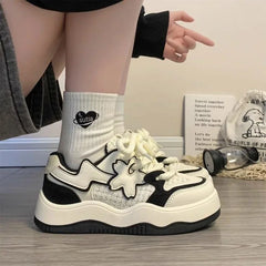 Aiertu Pink Flower Board Shoes for Women Spring Autumn New Designer Korean Platform Sneakers Female Fashion Casual Zapatos De Mujer Aiertu