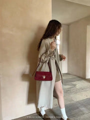 Vintage Elegant Red Shoulder Bag For Women High Street Luxury Designer Handbag Female Retro Purse Underarm Bag Y2k Aiertu