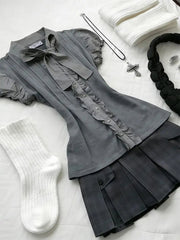 AIERTU - Preppy 2-Piece Set Dresses American Retro Goth Top+Skirt Y2k 2000s Japanese Harajuku Hot Girl Women's Dress Fashion Grunge Chic Aiertu