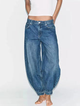 AIERTU - Spring New Sweet Fashionable Mid-Waist Bow Decorated Balloon Denim Pants Women's Clothing Loose Fit Long Pants Aiertu