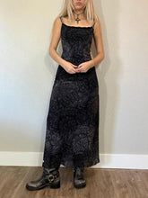Retro Chic Floral Printed Mesh Spaghetti Strap Dress Y2K Aesthetics High Waist Ankle-Length Long Dress Fairycore Grunge Aiertu