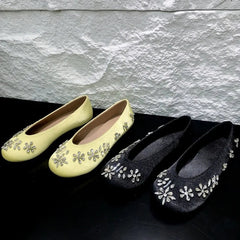 AIERTU - Women's Mary Jane Shoes Exquisite Rhinestone Flower Casual Shoes for Woman Fashion Ballet Flat Shoe Designer Shoes Zapatos Mujer Aiertu