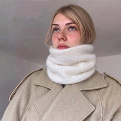 AIERTU - Women Fuzzy Knit Neck Gaiter Soft Plush Lined Infinity Scarf Winter Elegant Warm Thick Neck Warmer for Outdoor Daily Wear Aiertu