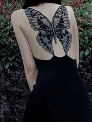 Aiertu Black Elegant Knitted One-piece Dress Women Bow Embroidery Design Evening Party Dress Female Fashion Korean Sexy Backless Dress Aiertu