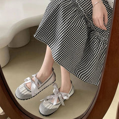 Aiertu Back to school 2024 Autumn Lace Up Women Ballet Flat Shoes Fashion Shallow Non Slip Ladies Comfort Round Toe Mary Jane Shoes Aiertu