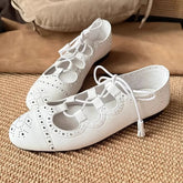 AIERTU - Retro Women Mary Jane Shoes Luxury Handmade Carving Casual Shoes for Woman Fashion Ballet Flat Shoe Designer Shoes Aiertu