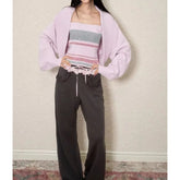 AIERTU - Purple Lazy Wind Knitted Blouse Women's Autumn New Xiaoxiangfeng Suspender Vest Two-piece Set Spice Girl Pure Desire Top Aiertu
