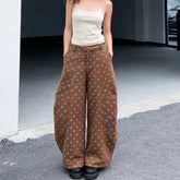 AIERTU - Womens Dot Print Pants Casual Loose Fit Stylish Mid Rise Wide Leg Trousers for Daily Life Vacation Party Aiertu