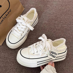 Aiertu Fashion Casual Canvas Shoes for Women 2024 Spring Autumn New Designer Half Slipper Shoes Female Platformm Sneakers Ladies Aiertu