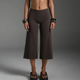 AIERTU - Summer Women Low Rise Wide Leg Yoga Capris Flared Capri Harajuku Wide Leg Cropped Pants Going Out Bottoms Aiertu
