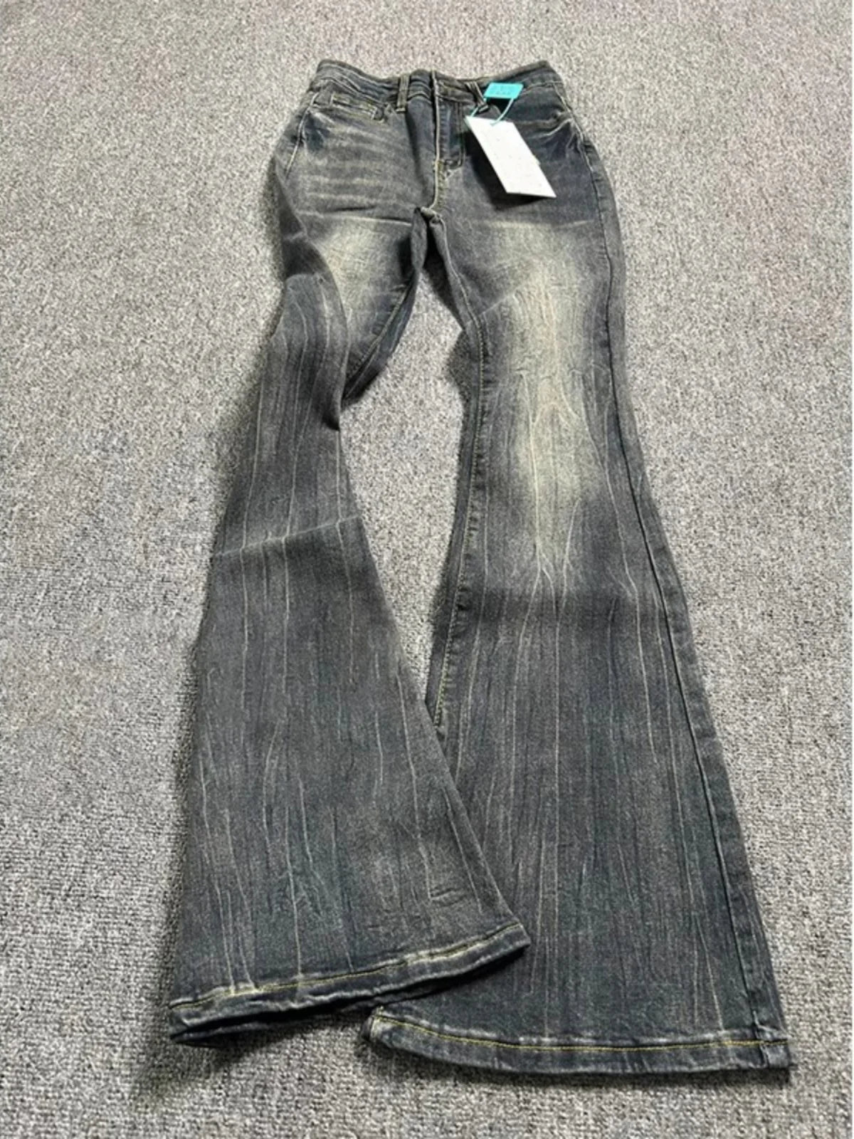 Aiertu Oversized Washed Denim Flare Pants Women Spring Summer High Waist Slim Black Grey Jeans American Style Vintage Long Pants Aiertu