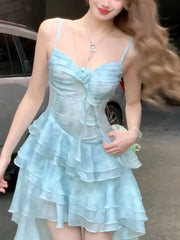 French Fashion Y2k Sexy Midi Dress Women Beach Outing Vintage One Piece Dress Female Elegant Chic Strap Dress Summer New Aiertu