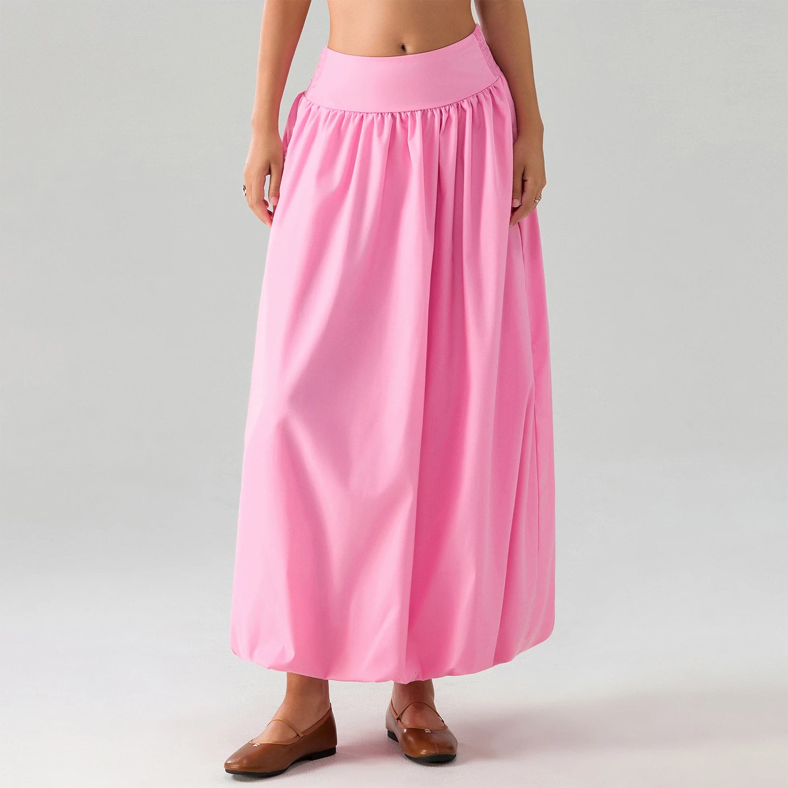 AIERTU - Women Y2K Skirt Casual Loose Fitting Elastic Waist Solid Color Puffball Skirt Retro Casual Bohemian Skirts 00s Retro Streetwear Aiertu