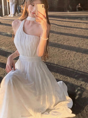 Japanese Sweet Kawaii Elegant Dress Women Solid Y2k Summer Vintage Short Party Dress Female Backless France Princess Chic Cothes Aiertu