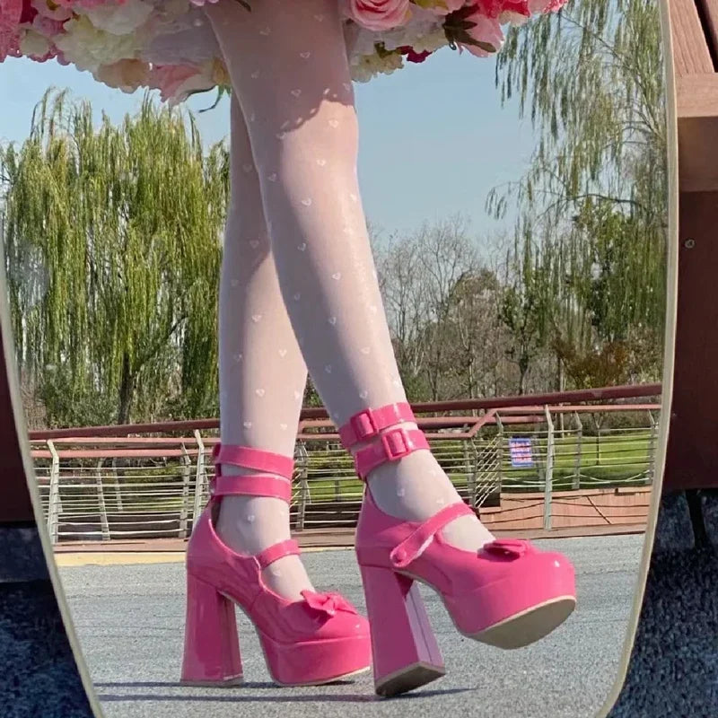 Aiertu Platform Mary Janes Shoes Women Fashion Shallow Japanese Style Women's Girls High Heel Lolita Shoes for Woman Aiertu