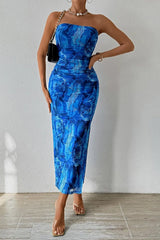 Aiertu Summer Women Sexy Chestless Hem Slit Sleeveless Printed Dress Aiertu