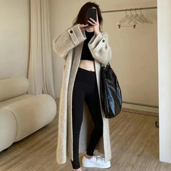 Aiertu Autumn Winter Women Button Long Sleeve Knitted Long Cardigan Coats Lady Baggy Knitwear Sweater Aiertu
