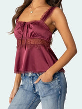AIERTU - Summer Women Fairycore Camisole Babydoll Tank Tops Slim Lace Trim Square Neck Sleeveless Backless Crop Shirt 2000s Streetwear Aiertu