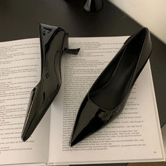 Patent Leather Low Heel Office Women Shoes Pumps Pointed Low Elegant High Heels Simple Comfy Nude Spring Footwear for Women 2024 Aiertu