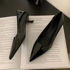 Aiertu Patent Leather Low Heel Office Women Shoes Pumps Pointed Low Elegant High Heels Simple Comfy Nude Spring Footwear for Women 2024 Aiertu
