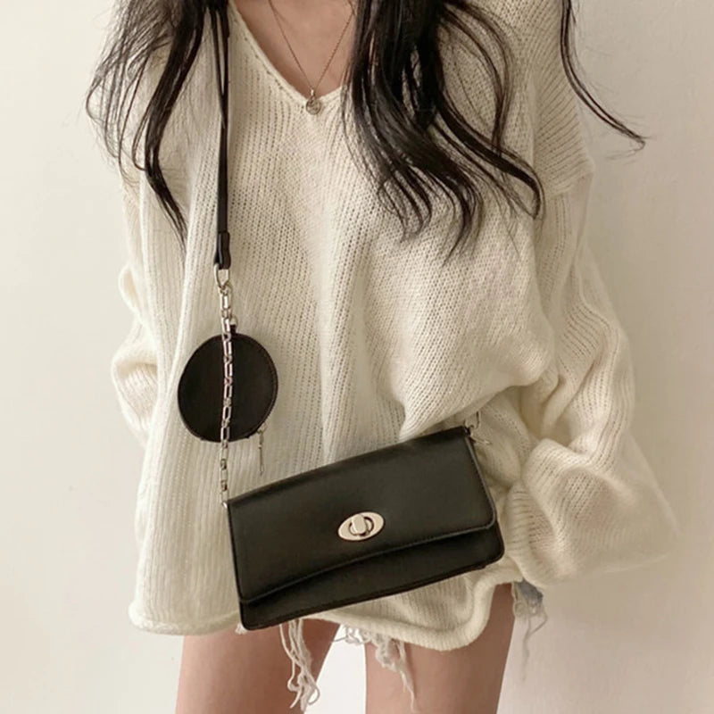 Aiertu FALL OUTFITS Autumn Winter Women Solid Casual Loose Warm Sweater V-Neck For Women Long Sleeve Split Irregular Jumpers Knit Pullovers Aiertu