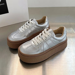 Aiertu 5cm Synthetic Leather Women Vulcanized High Brand Chunky Sneaker Casual Stable Shoes Platform Wedge Skate Boarding Shoes Aiertu