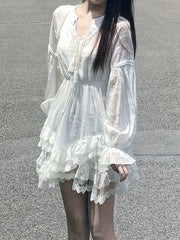First love complexwhite texturetemperamentdress irregular cake dress for women Aiertu