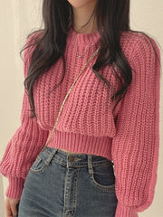 Loose Vintage Harajuku Lantern Long Sleeve Women Sweater Korean Autumn Winter Knitwear Soft Warm Tops Chic Solid Femme Sweater Aiertu