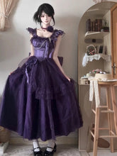 AIERTU - Japanese Original Elegant Noble Purple Lolita Dress Sweet Girl Suspender Collar Bar Mitzvah Dress Op Princess Dress Aiertu