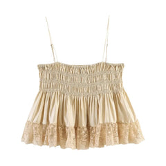 AIERTU - Independent Station Women's Lace Silk Satin Bridesmaid Top Strapless Ultra-Short Shoulder Bared Street Style Trendy Aiertu