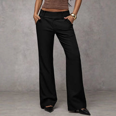 AIERTU - High Waist Wide Leg Pants Women's Casual Long Trousers Draping Slimming Elegant Commuter Style Fashionable Women's Trousers Aiertu