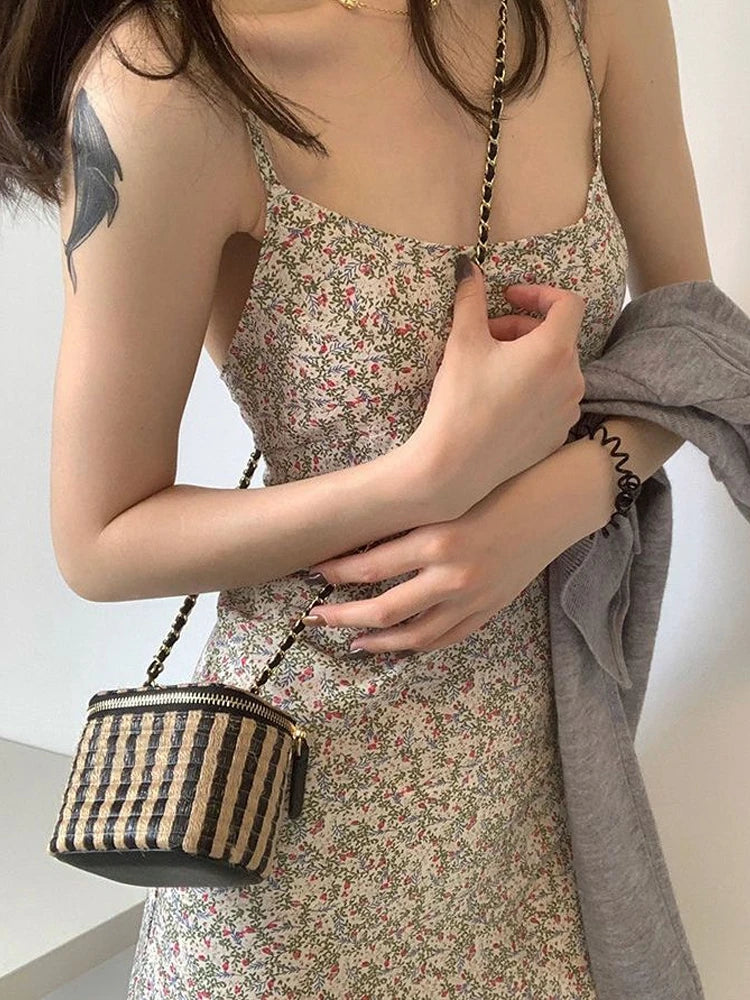Aiertu Elegant Sexy Floral Slip Dress Women Sweet Slim Korean Style Party Dress Female 2024 Summer Casual Evening Holiday Beach Dress Aiertu