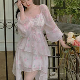 Aiertu - Sweet Iced Honeyed Rose and Chamomile Tea Pink Dress Kawaii Academia Y2K Cottagecore Coquette Fairycore Dollette Princesscore Aiertu