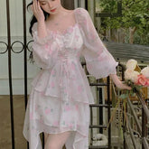 Aiertu - Sweet Iced Honeyed Rose and Chamomile Tea Pink Dress Kawaii Academia Y2K Cottagecore Coquette Fairycore Dollette Princesscore Aiertu