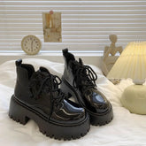 Aiertu Chunky Black Platform Casual Women's Ankle Boots 2023 New Designer Autumn Winter British Style Platform Boots Shoes for Women Aiertu