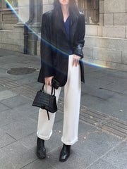 Fashion Elegance New Lapel Office Suit Jacket Long Sleeve Single-breasted Formal Blazer Slim Fit Flap Pockets Autumn Blazer Aiertu