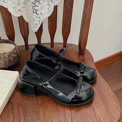 Aiertu Retro Style JK Women Mary Jane Shoes Fashion Shallow Butterfly-knot Leather Shoes Autumn Ladies Dancing Party Prom Pumps Aiertu
