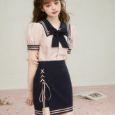 Aiertu - Sisi the Class Prefect Top and Skirt Dress Set Kawaii Academia Y2K Cottagecore Coquette Fairycore Dollette Princesscore Bottoms Aiertu