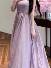 Aiertu Elegant and Chic Women Summer A-Line Dress Spaghetti Strap Vintage Solid Party Prom Robe Sleeveless Female Vestidos Lady Mujers Aiertu