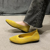 Aiertu Pointed Toe Flat Shoes Women Solid Color Knitted Slip on Shoes Casual Breathable Ballet Flats Women Comfort Ladies Shoes Aiertu