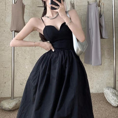 AIERTU - Summer new women's clothing temperament black dress design black word suspender tube top dress skirt Aiertu