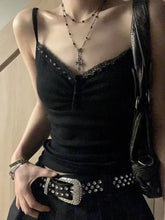 Aiertu Black Lace Tanks Women Y2k Aesthetic Corset Vintage Femme Sexy Cropped Tops Gothic Punk Streetwear Grunge Coquette Aiertu