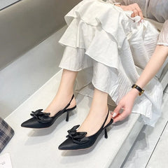 Comfort Shoes for Women Sandals Stiletto Heels bow tie Summer Suit Female Purple Large Size New Girls Low Pointed High Black Big Aiertu