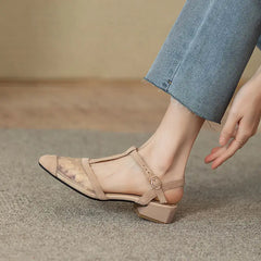 Footwear Lace Sandals for Women Clear Transparent Summer Closed Black Ladies Shoes with Medium Heels Sale Comfort Casual H Aiertu
