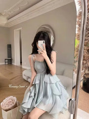 Aiertu Women's Sexy Mini Dress, Sleeveless, High Waist, Ruffle, Kawaii, Japanese, Young Girl, Casual Sundress, Summer, Aiertu