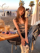 Aiertu Harajuku Striped Camisole Women Sleeveless Korean Fashion Streetwear Knitted Tank Tops With Tie Summer Tops Halter Tops Aiertu