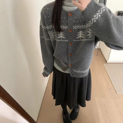 AIERTU - Autumn Winter New Arrival Lazy Style Casual Versatile Knitted Cardigan Women Korean Style Crew Neck Soft Sweater Coat Aiertu