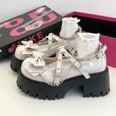 Aiertu Back to school Women's Mary Jane Shoes Lolita Solid Color Spring 2024 Hot Sale Fashion Butterfly Knot Outdoors Thick with Non-slip Female Shoes Aiertu