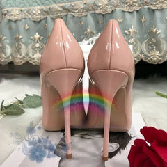 AIERTU - Classic Versatile Patent Leather Pointed Head Shallow Mouth Women's Thin Heel Sexy 12cm High Heels Single Shoes Aiertu