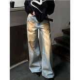Aiertu Women's Y2K Harajuku High Waist Vintage Loose Jeans Pants American Retro Streetwear Wide Leg Baggy Tie Dye Denim Trouser Aiertu
